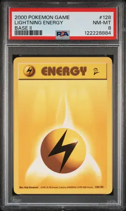 2000 POKEMON BASE SET 2 #128 LIGHTNING ENERGY PSA 8 - Image 1
