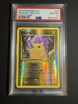 2016 Pokemon XY Evolutions Reverse Foil Holo Pikachu #35/108 Rare PSA 10 - Image 1