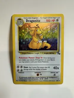 Dragonite 4/62 1999 Fossil Set Pokemon Card TCG Vintage WOTC Holo Rare - Mp/Hp - Image 1