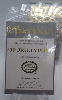 Pokemon Jigglypuff 23K Gold Plated Trading Card with Sealed COA 1999 Burger King - Image 4
