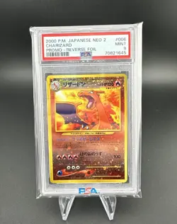 Charizard #006 Reverse Foil Japanese Neo 2 2000 Pokemon Card PSA 9 MINT *1SWIRL* - Image 1