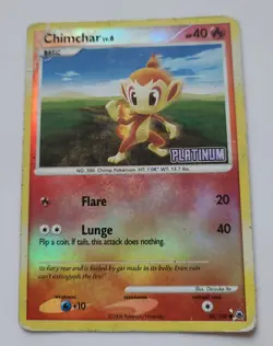 Chimchar 56/100 Reverse Holo Platinum Stamped Pokemon Card MP - Image 1