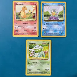 Pokemon TCG: Base Set Starters: Charmander, Bulbasaur, Squirtle, HP (3 cards) - Image 1