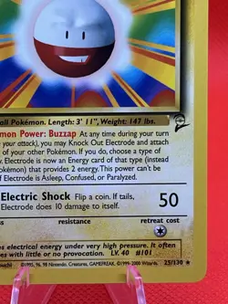 Pokemon TCG Electrode Base Set 2 Non Holo Rare 25/130 Vintage WOTC NM - Image 4