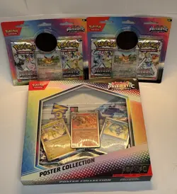 Pokemon TCG Prismatic Evolutions 2 Pack Pokemon Day Blisters & Poster - Lot of 3 - Image 1