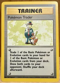 Pokemon Trader Trainer Pokemon Base Set Unlimited 77/102 Non-Holo Rare 1999 LP - Image 1