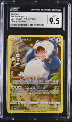 2022 Pokemon SWSH Lost Origin Snorlax Trainer Gallery Ultra Rare #TG10 CGC 9.5 - Image 1