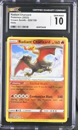 CGC 10 - GEM MINT - Radiant Charizard 020/159 2023 Pokemon SWSH Crown Zenith - Image 1