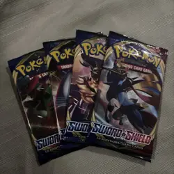 Pokemon TCG Sword And Shield Base Set 4 Booster Pack Art Set - Image 1
