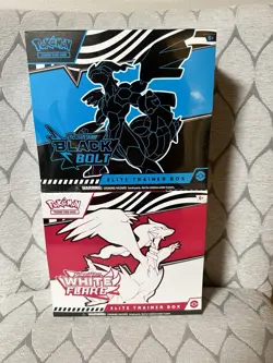 Pokemon Scarlet & Violet Elite Trainer Boxes. Black Bolt & White Flare- Set Of 2 - Image 1