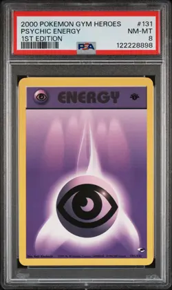 2000 POKEMON GYM HEROES 1ST ED #131 PSYCHIC ENERGY PSA 8 - Image 1