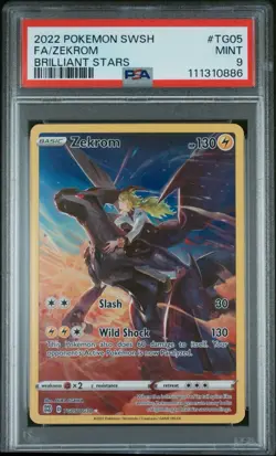 2022 POKEMON SWORD & SHIELD BRILLIANT STARS TG05 FULL ART/ZEKROM PSA 9 - Image 1