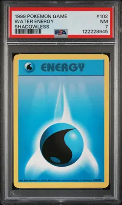 1999 POKEMON BASE SET SHADOWLESS #102 WATER ENERGY PSA 7 - Image 1