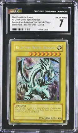 Yugioh CGC 7 Reverse Foil ERROR Blue-Eyes White Dragon BPT-003 Secret MISPRINT - Image 1