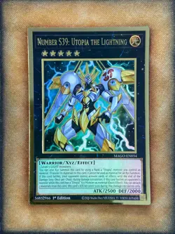 Yugioh Number S39: Utopia the Lightning MAGO-EN034 Gold Rare 1st Ed LP - Image 1