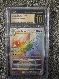 Pokemon Hisuian Zoroark VSTAR Rainbow Secret Rare Card 203/196 CGC Pristine 10 - Image 1