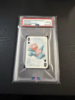1999 Pokemon Porygon Mini Playing Card Poker Bicycle 8 of Spades PSA 10 Gem Mint - Image 1