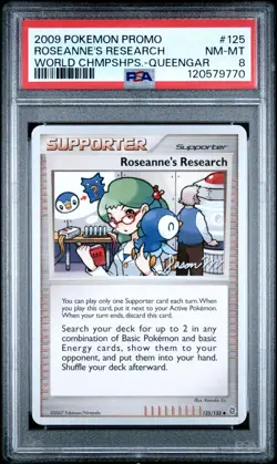 2009 POKEMON WORLD CHAMPIONSHIPS PROMO QUEENGAR #125 ROSEANNE'S RESEARCH PSA 8 - Image 1