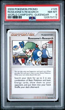 2009 POKEMON WORLD CHAMPIONSHIPS PROMO QUEENGAR #125 ROSEANNE'S RESEARCH PSA 8 - Image 1