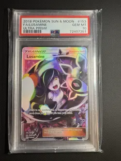 Pokemon 2018 Sun & Moon #153 Lusamine Ultra Prism Full Art Gem Mint PSA 10 - Image 1