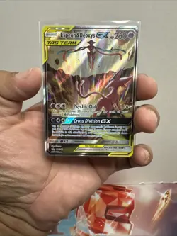 Pokemon TCG Espeon & Deoxys GX SM240 Black Star Promo Full Art Holo Card - Image 3
