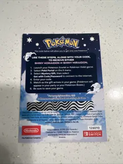 Shiny Koraidon & Miraidon Code Card Pokemon Scarlet Violet - Image 2