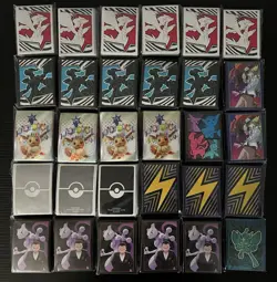 Lot Of 30 Packs Of Pokemon TCG Card Sleeves From ETBs And Other Various Products - Image 1