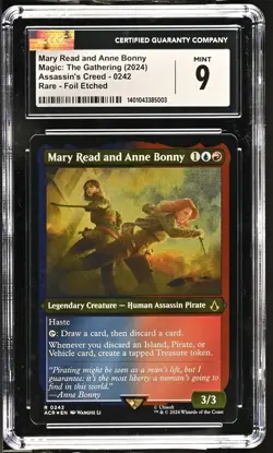 MTG FOIL Mary Read and Anne Bonny Foil Etched - Assassin's Creed #242 CGC 9 - Image 1