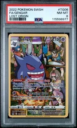 2022 POKEMON SWORD & SHIELD LOST ORIGIN #TG06 FULL ART/GENGAR PSA 8 - Image 1