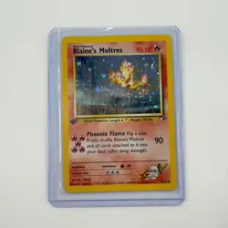 Pokemon TCG Blaine’s Moltres 1st Edition Holo Rare 1/132 MP Swirl WOTC - Image 1