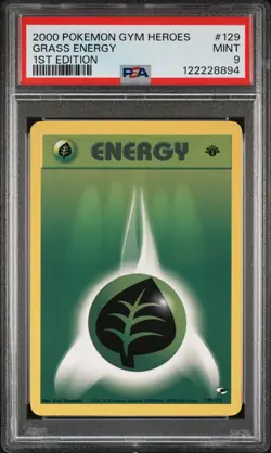 2000 POKEMON GYM HEROES 1ST ED #129 GRASS ENERGY PSA 9 - Image 1