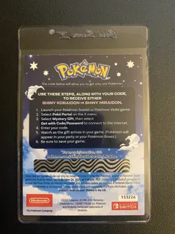 Pokemon Scarlet And Violet Code Shiny Koraidon or Miraidon UNSCRATCHED BRAND NEW - Image 2