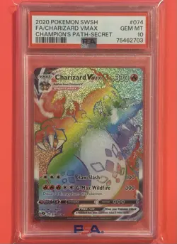 2020 Pokemon Charizard VMAX Champion’s Path - Secret Card 074/073 Holo PSA 10 💎 - Image 1