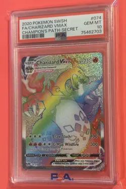 2020 Pokemon Charizard VMAX Champion’s Path - Secret Card 074/073 Holo PSA 10 💎 - Image 2