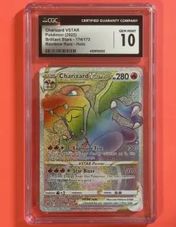 Gem Mint CGC 10 Charizard VSTAR Pokemon Brilliant Stars 174/172 Rainbow - Image 1