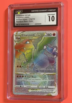 Gem Mint CGC 10 Charizard VSTAR Pokemon Brilliant Stars 174/172 Rainbow - Image 2