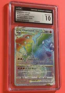 Gem Mint CGC 10 Charizard VSTAR Pokemon Brilliant Stars 174/172 Rainbow - Image 3