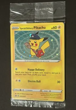 Pokemon Card Special Delivery Pikachu SWSH074 Holo Promo Unopened Sealed - Image 1