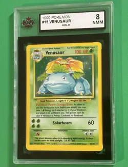 Pokemon 1999 Base Set Unlimited Venusaur Holo Rare #15 🍃KSA Graded 8 NMM Mint💎 - Image 2