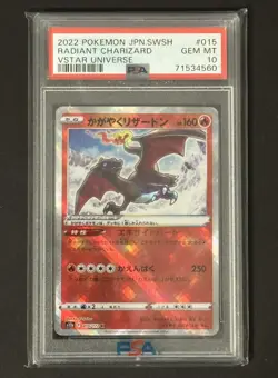 PSA 10 GEM MINT Japanese Radiant Charizard 015/172 VSTAR Universe K Holo Pokemon - Image 1
