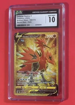 GALARIAN ZAPDOS V Brilliant Stars Holo Rare #182 CGC Gem Mint 10 Pokemon 💎 - Image 2