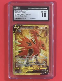 GALARIAN ZAPDOS V Brilliant Stars Holo Rare #182 CGC Gem Mint 10 Pokemon 💎 - Image 3