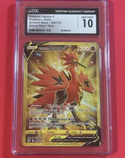 GALARIAN ZAPDOS V Brilliant Stars Holo Rare #182 CGC Gem Mint 10 Pokemon 💎 - Image 4