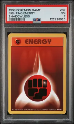 1999 POKEMON BASE SET SHADOWLESS #97 FIGHTING ENERGY PSA 7 - Image 1