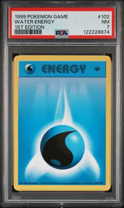 1999 POKEMON BASE SET 1ST EDITION #102 WATER ENERGY PSA 7 - Image 1