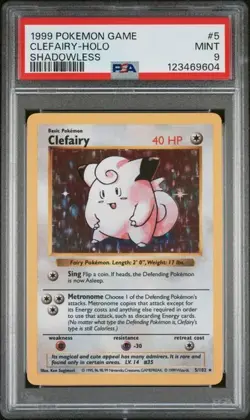 Clefairy MINT PSA 9 NEW CERT 5/102 Shadowless Base Set Pokemon Holo - Image 1