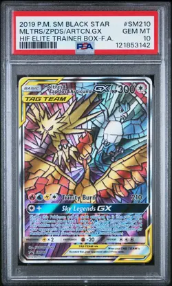 2019 Pokemon Hidden Fates Moltres Zapdos Articuno ETB Promo PSA 10 - Image 1