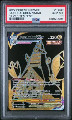 2022 POKEMON SWORD & SHIELD SILVER TEMPEST #TG30 FULL ART/DURALUDON VMAX PSA 10 - Image 1