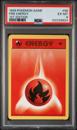 1999 POKEMON BASE SET 1ST EDITION #98 FIRE ENERGY PSA 6 - Image 1