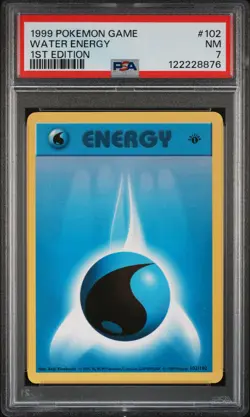 1999 POKEMON BASE SET 1ST EDITION #102 WATER ENERGY PSA 7 - Image 1